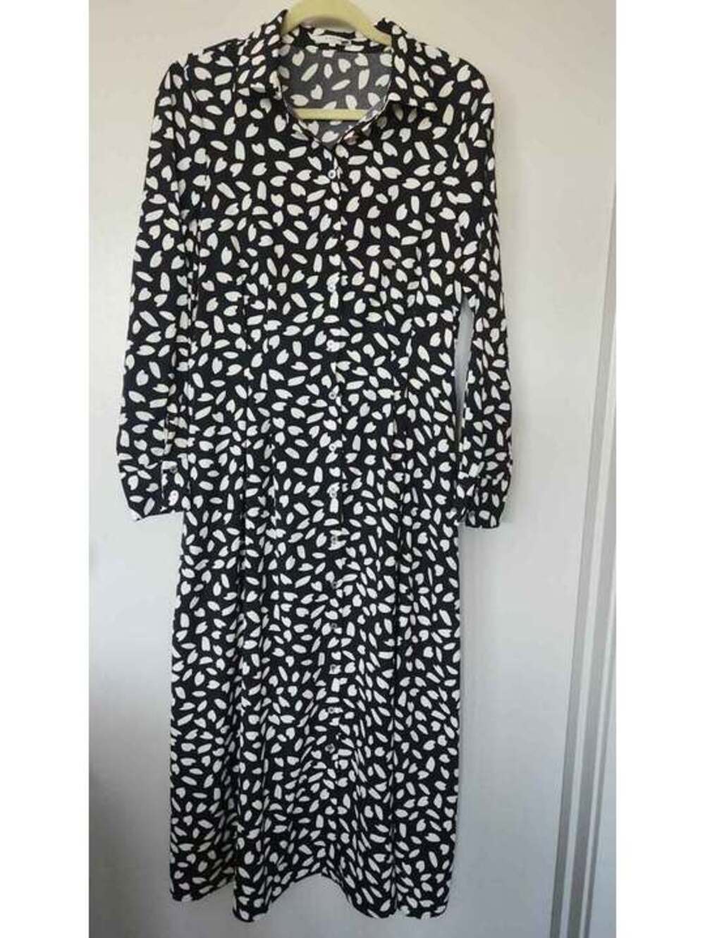 FRNCH Paris SZ Lg  Maxi Shirt Dress w/Collar & button front #Old Money